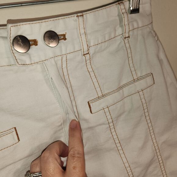 IVY YOU Mini Skirt Women M Cream Brown Y2K Denim A Line Lined Embroidered Friend - Picture 7 of 11
